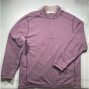 Tommy Bahama Reversible 1/4 Zip Pullover Large Purple Golf Sweater